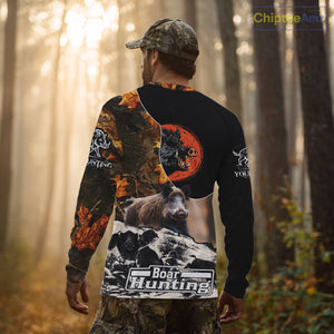 Camo Forest Hunting Animals Wild Boar 3D All Over Printed Shirt Custom Name & Hunting Gift NHT109