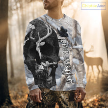 Load image into Gallery viewer, Snow Deer Hunting Shirt Deer Skull Camo Full Printing Custom Name For Deer Hunters, Best Hunting Gifts NHT21