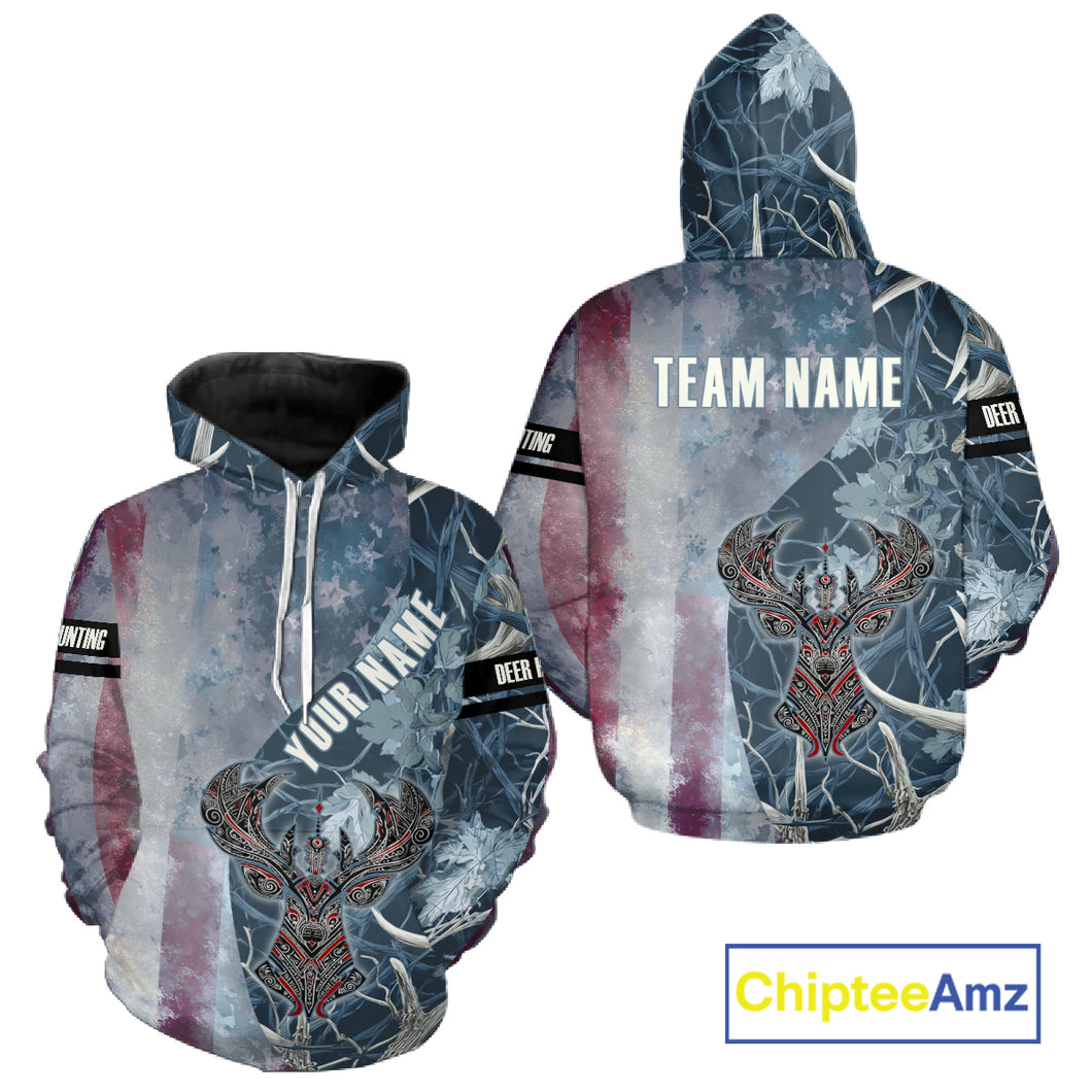 Best Deer Hunting Shirt with US Flag Deer Camo for Hunters, Perfect Hunter Gifts NHT22