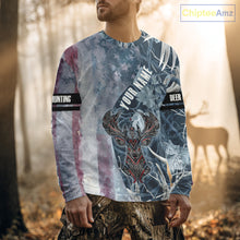 Load image into Gallery viewer, Best Deer Hunting Shirt with US Flag Deer Camo for Hunters, Perfect Hunter Gifts NHT22
