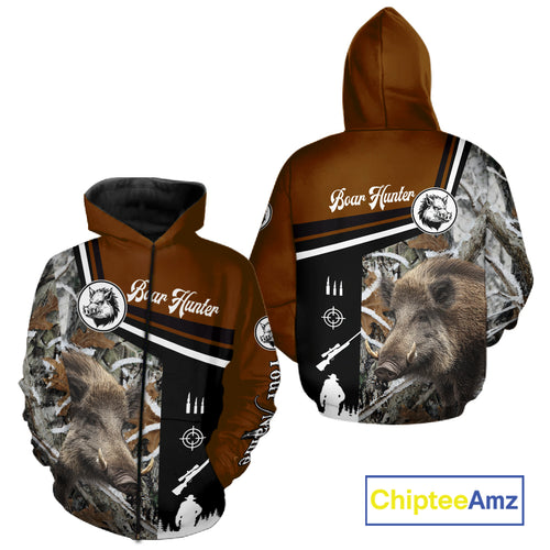 Boar Hunting Brown Camo Snow Winter 3D Shirt For Hunting Season Hunting Clothes For Hunters NHT120