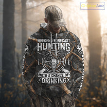 Load image into Gallery viewer, Deer Hunting Grey Camo 3D Shirts with Antler Skull Graphic, Funny Hunting Outfit for Hunters NBT71