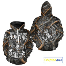 Load image into Gallery viewer, Deer Hunting Grey Camo 3D Shirts with Antler Skull Graphic, Funny Hunting Outfit for Hunters NBT71