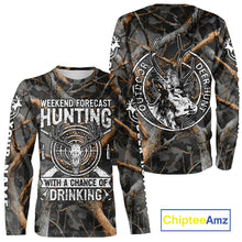 Load image into Gallery viewer, Deer Hunting Grey Camo 3D Shirts with Antler Skull Graphic, Funny Hunting Outfit for Hunters NBT71