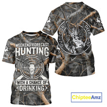 Load image into Gallery viewer, Deer Hunting Grey Camo 3D Shirts with Antler Skull Graphic, Funny Hunting Outfit for Hunters NBT71