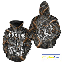Load image into Gallery viewer, Deer Hunting Grey Camo 3D Shirts with Antler Skull Graphic, Funny Hunting Outfit for Hunters NBT71