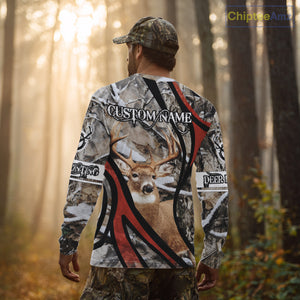 Whitetail Deer Hunting Shirt Custom Name Snow Camo, Season Deer Hunting Clothes For Men NHT80