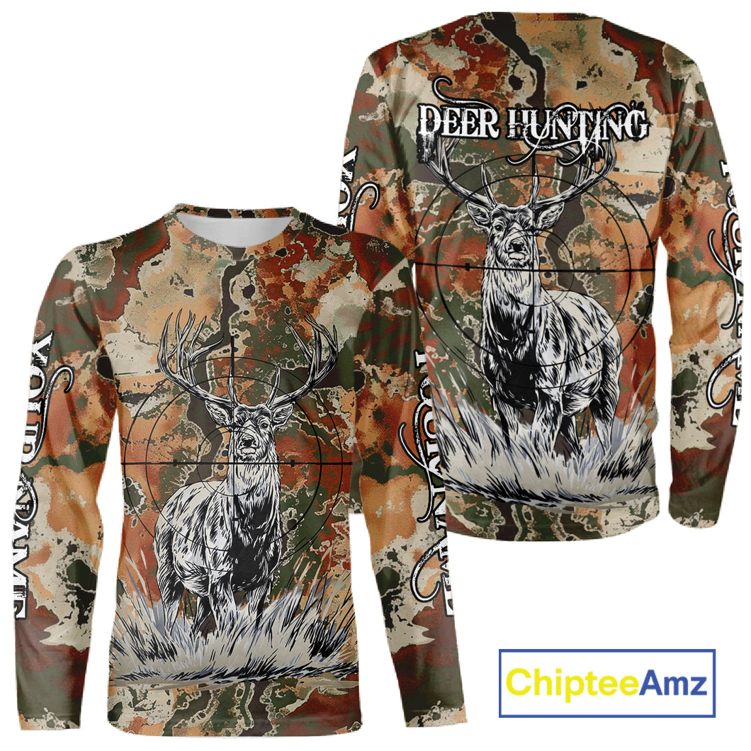 Season Deer Hunting Shirt Brown Green Camo 3D Custom Name Clothes For Hunters NHT91