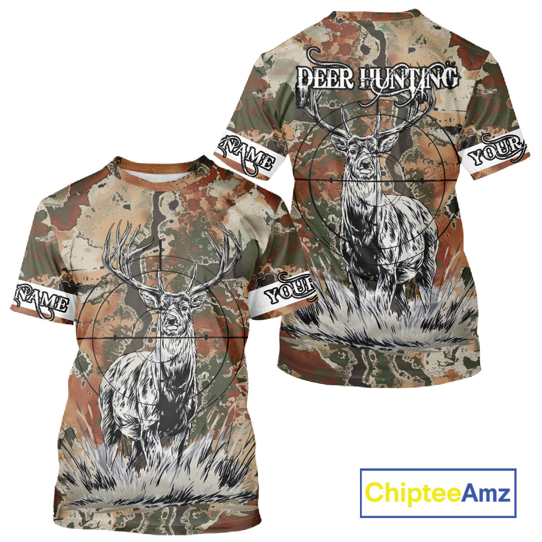 Season Deer Hunting Shirt Brown Green Camo 3D Custom Name Clothes For Hunters NHT91
