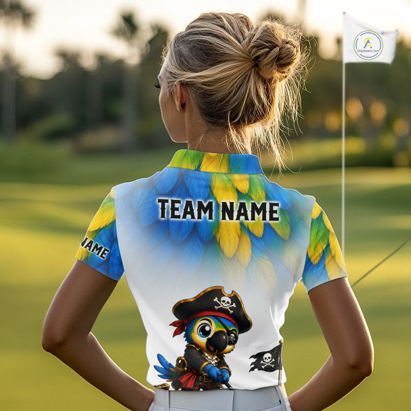 Personalized Pirate Parrot Womens Golf Polo Shirt Custom Pirate Bird Golf Jersey NHT1188