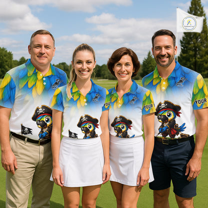 Personalized Pirate Parrot Womens Golf Polo Shirt Custom Pirate Bird Golf Jersey NHT1188