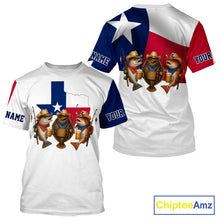 Load image into Gallery viewer, Funny Cowboy Trout, Flounder, Redfish Texas Flag Fishing T-Shirt  Apparel|White 