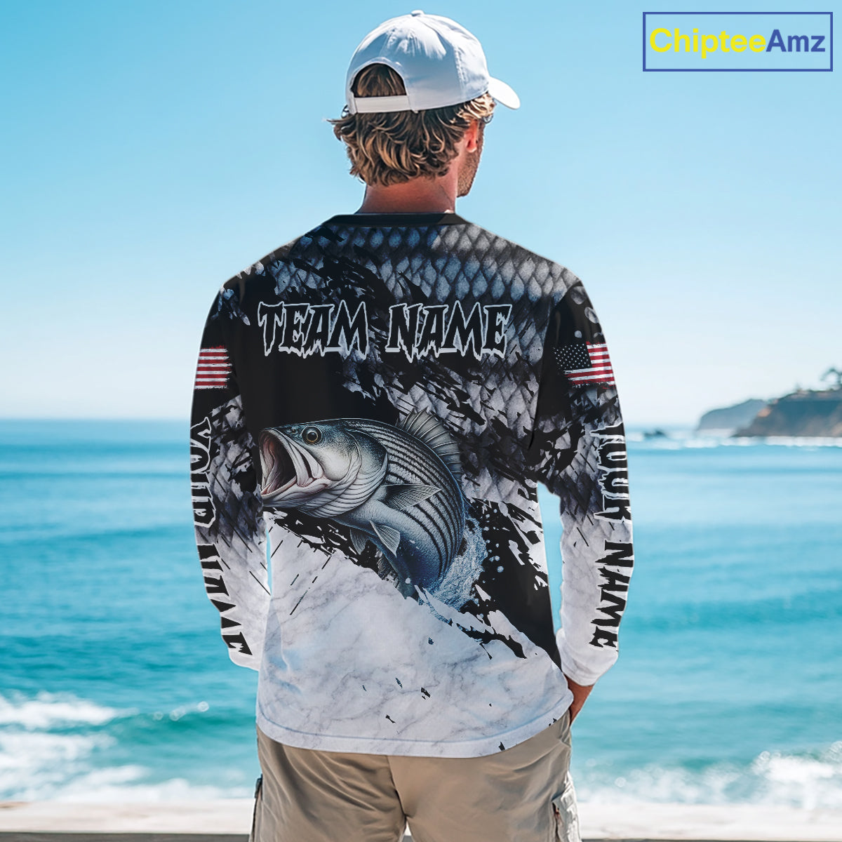 Custom Striped Bass Saltwater Fishing Shirts Long Sleeve, Bass Fishing Jersey For Men NHT519