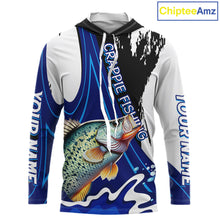 Load image into Gallery viewer, Crappie Fishing Jersey Personalized Name Hooded Fishing Shirt, Angler Tournament Fishing Apparel NHT868