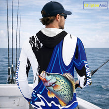 Load image into Gallery viewer, Crappie Fishing Jersey Personalized Name Hooded Fishing Shirt, Angler Tournament Fishing Apparel NHT868