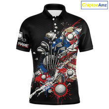 Load image into Gallery viewer, Patriotic Golf Polo Shirt Custom USA Flag Golf Shirt For Men, Golf Apparel Gift For Golfers NHT904