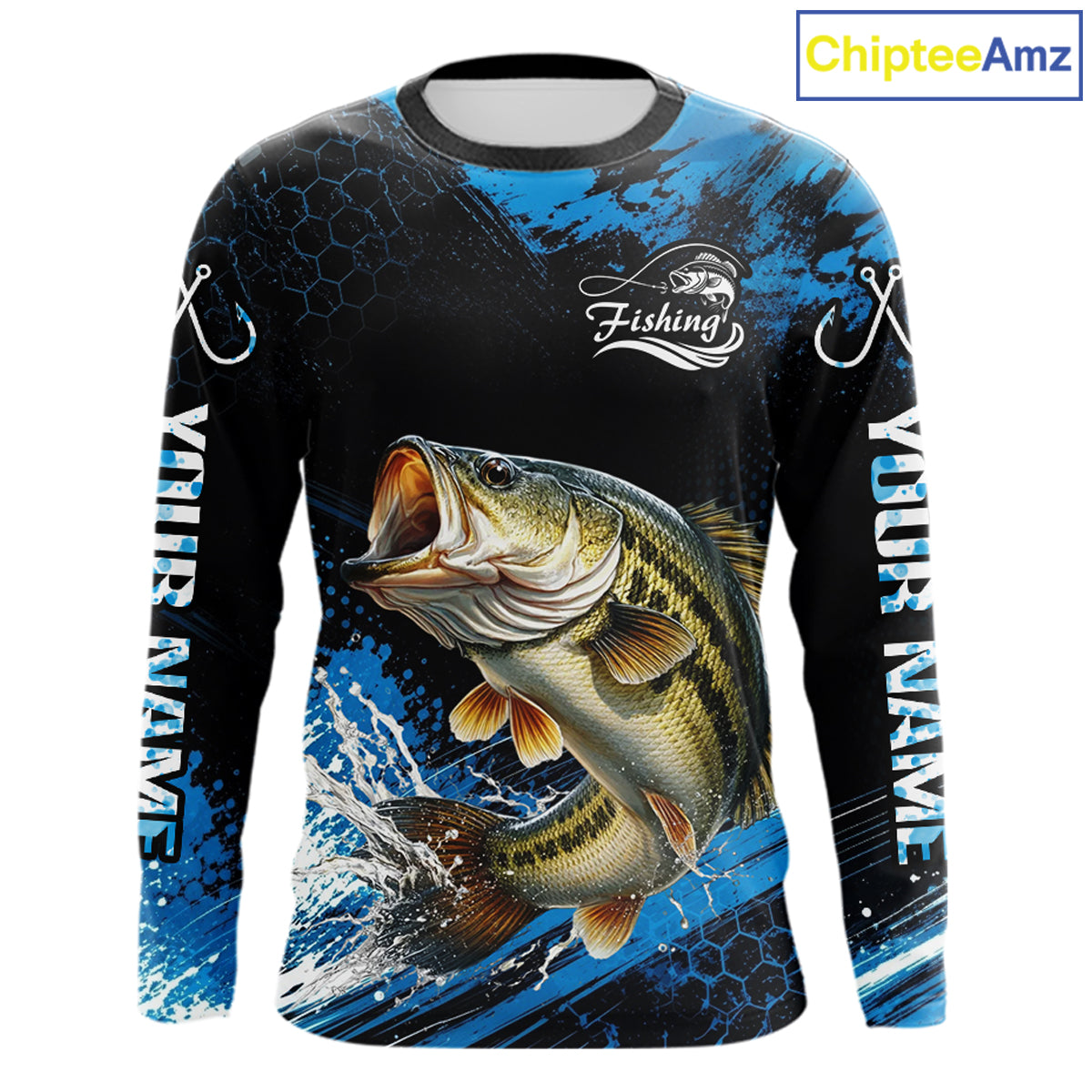Custom Bass Fishing Jersey long sleeve with bass-inspired graphic and performance fit.