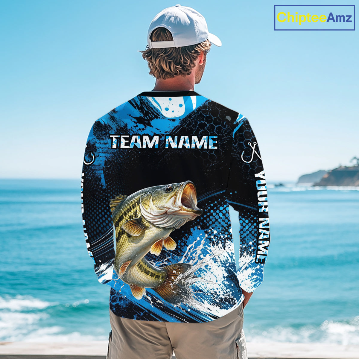 Custom Bass Fishing Jersey, Personalized Team Name Long Sleeve Performance Fishing Shirt For Men NHT1224