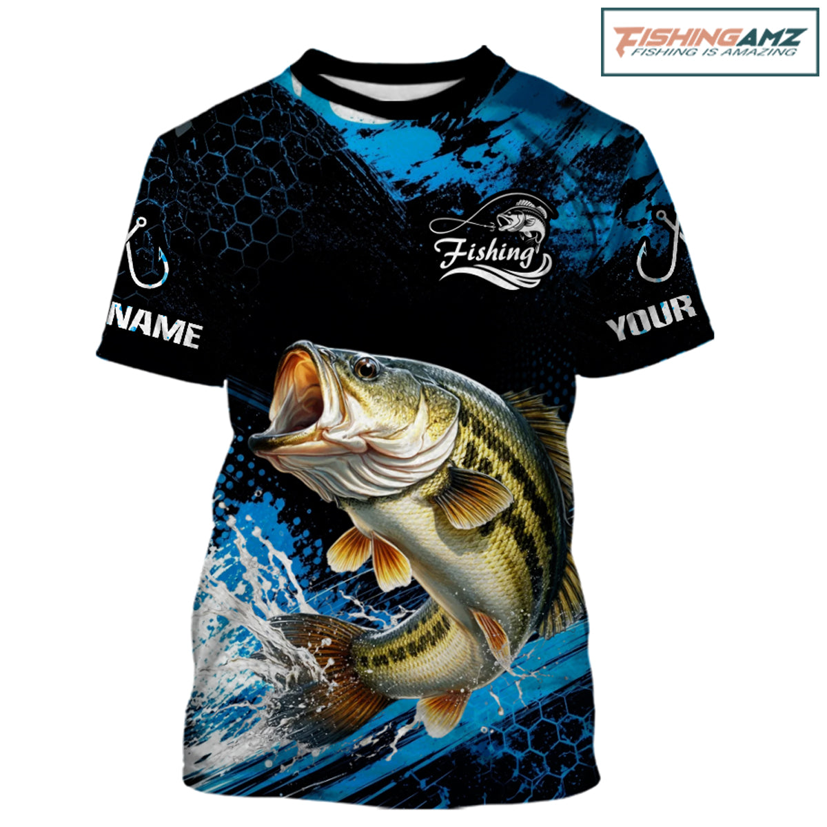 Custom Bass Fishing Jersey with bass-inspired graphic and short sleeve performance fit.