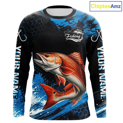 Custom Redfish Fishing Jersey long sleeve with bold redfish graphic and performance fit.