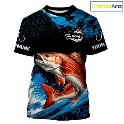 Custom Redfish Fishing Jersey with bold redfish graphic and short sleeve performance fit.