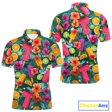 Load image into Gallery viewer, Golf Polo Shirt Tropical Popsicle Paradise Pattern Tropical Leaves Custom Name, Men's Golf Shirt NHT539