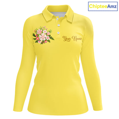 Yellow Golf Mama Womens Polo Shirt, Funny Golf Mom Shirt, Mothers Day Gift For Golf Lover Mom, Ladies Golf Polo NHT751