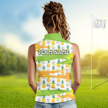 Load image into Gallery viewer, Personalized Pineapple Pattern Sleeveless Womens Golf Polo Shirts Team Golf Clothes Best Golf Gifts NHT753