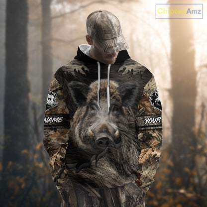 Personalized Wild Boar Hunting Camo Full Printing Shirts Boar Hunting Gifts Gift for Hunters NHT135