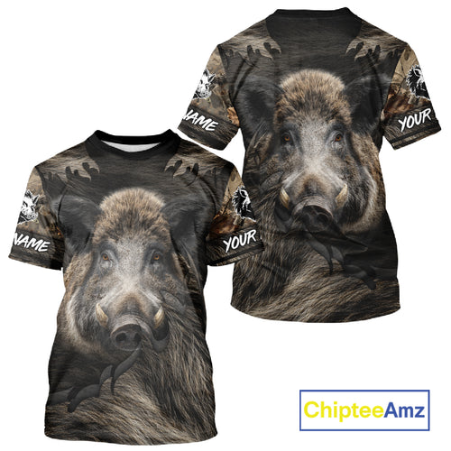 Personalized Wild Boar Hunting Camo Full Printing Shirts Boar Hunting Gifts Gift for Hunters NHT135