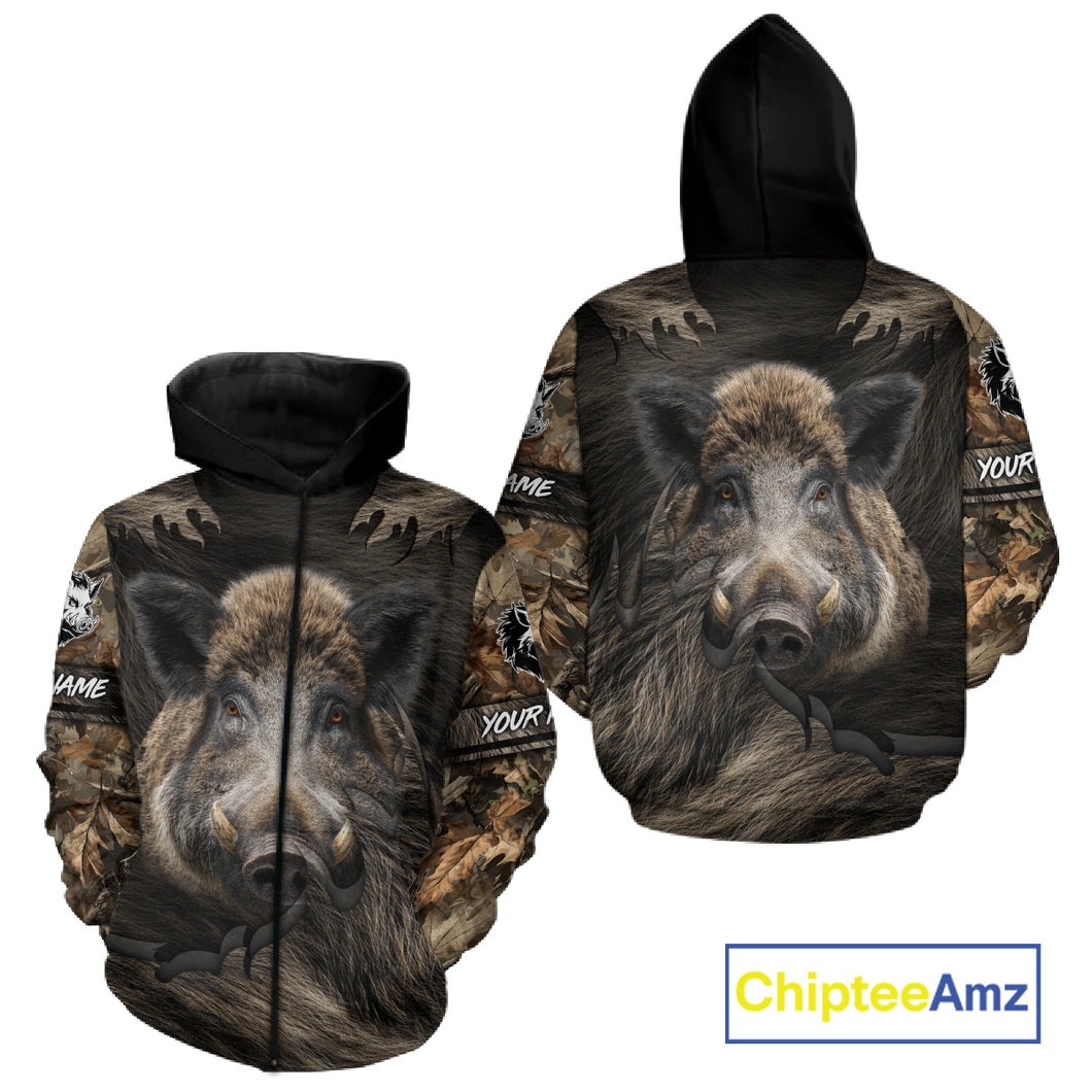 Personalized Wild Boar Hunting Camo Full Printing Shirts Boar Hunting Gifts Gift for Hunters NHT135