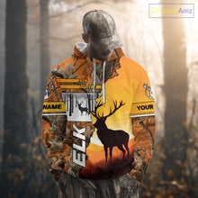 Load image into Gallery viewer, Elk Hunting Shirt Personalized 3D All Over Print Orange Autumn camo, Elk Hunting Shirt NHT137