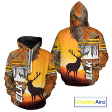 Load image into Gallery viewer, Elk Hunting Shirt Personalized 3D All Over Print Orange Autumn camo, Elk Hunting Shirt NHT137