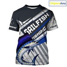 Load image into Gallery viewer, Personalized Sailfish Fishing Jerseys For Fishing Team, Sailfish Short Sleeve Fishing T-Shirt NHT920