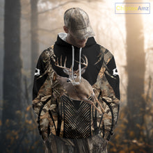 Load image into Gallery viewer, Whitetail Deer Hunting Shirt Black Camo 3D Custom Name, Season Deer Hunting, Hunting Gift NHT140