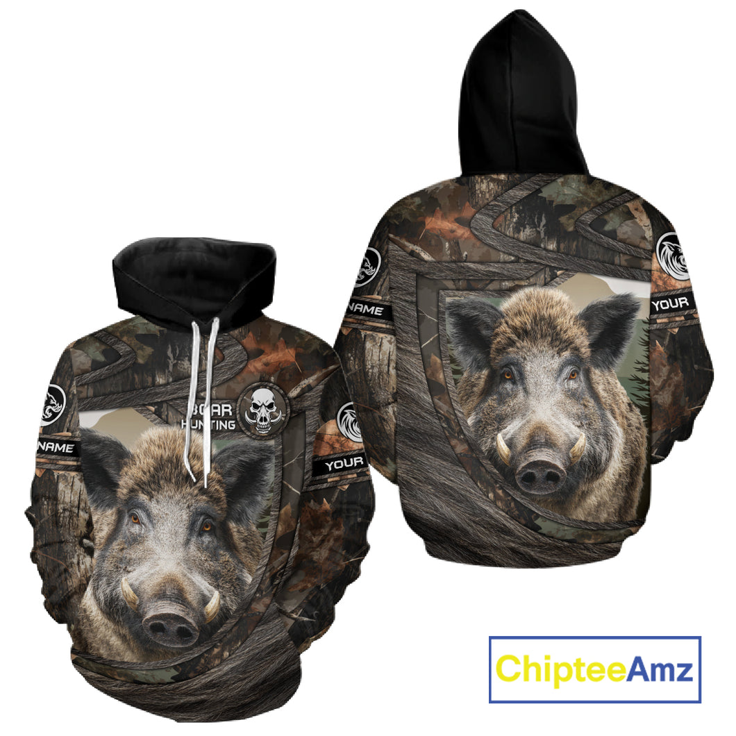 Personalized Wild Boar Hunting Camo Full Printing Shirts Wild Hog Hunting Gift for Hunters NHT142