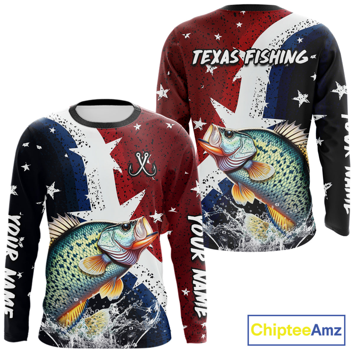Personalized Texas Flag Crappie Fishing Shirt Jerseys, Texas Crappie Fishing Shirts Long Sleeve For Men NHT759