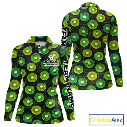 Funny Golf Patchwork Kiwi Polo Shirt For Womens, Personalized Womens Golf Polo Shirt NHT580