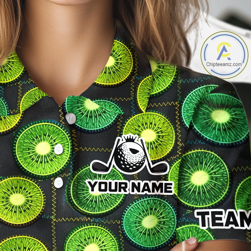 Funny Golf Patchwork Kiwi Polo Shirt For Womens, Personalized Womens Golf Polo Shirt NHT580
