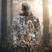 Load image into Gallery viewer, Best Deer Hunting Shirt With Whitetail Deer Winter Camo, Custom Name Deer Hunting Clothes NHT245