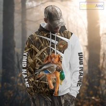Load image into Gallery viewer, Mallard Duck Hunting Shirt Custom Name with Vizsla Dog Camo Hunting Clothes, Hunting Shirts NHT152