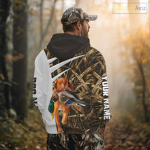 Load image into Gallery viewer, Mallard Duck Hunting Shirt Custom Name with Vizsla Dog Camo Hunting Clothes, Hunting Shirts NHT152
