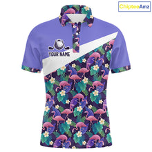 Load image into Gallery viewer, Purple Flamingo Tropical Pattern Golf Polo Shirt Custom Golf Shirts For Mens NHT584