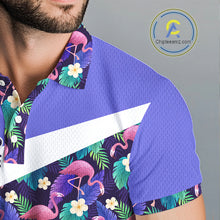 Load image into Gallery viewer, Purple Flamingo Tropical Pattern Golf Polo Shirt Custom Golf Shirts For Mens NHT584