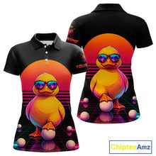 Load image into Gallery viewer, Personalized Funny Duck Cool Womens Golf Polo Shirt – Vintage Neon Golf Design