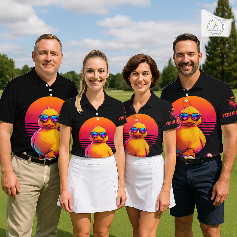 Personalized Funny Duck Cool Womens Golf Polo Shirt – Vintage Neon Golf Design NHT993