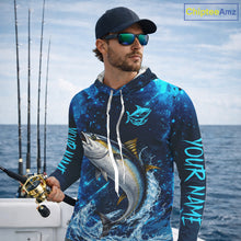 Load image into Gallery viewer, Personalized Tuna Saltwater Blue Long Sleeve Performance Fishing Shirts, Fishing Shirt Gift NHT430