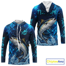 Load image into Gallery viewer, Personalized Tuna Saltwater Blue Long Sleeve Performance Fishing Shirts, Fishing Shirt Gift NHT430