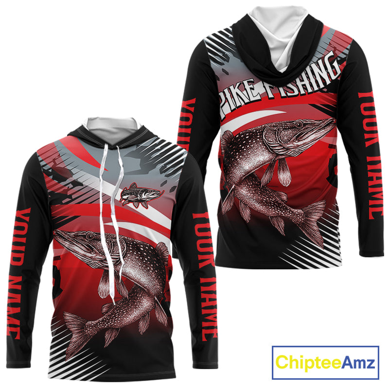Custom Pike Long Sleeve Performance Fishing Shirts, Pike Fishing Shirt For Men NHT443