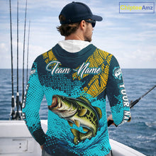 Load image into Gallery viewer, Custom Hooded Largemouth Bass Fishing Long Sleeve Tournament Shirts, Bass Fishing Shirts For Men NHT508